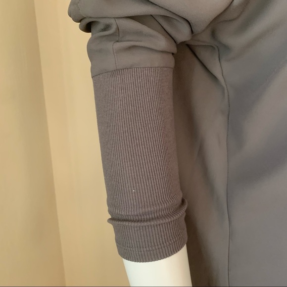 JUICY COUTURE Embellished Silky Cold Shoulder V-Neck Blouse Gray - Picture 9 of 15